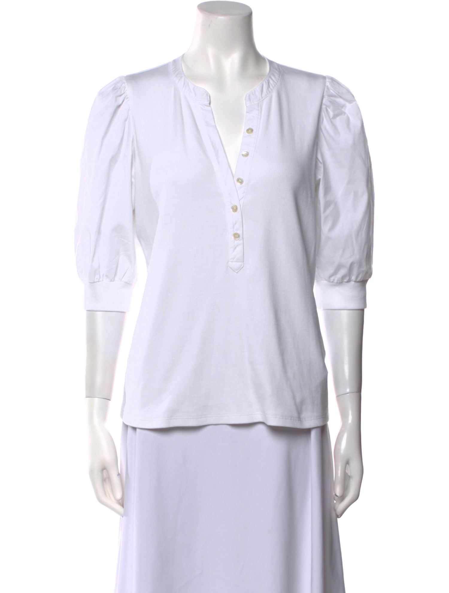 Veronica Beard V-Neck Three-Quarter Sleeve Polo