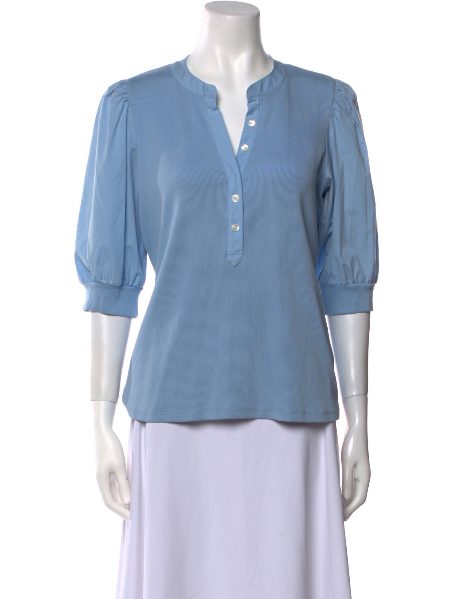 Veronica Beard V-Neck Three-Quarter Sleeve Blouse