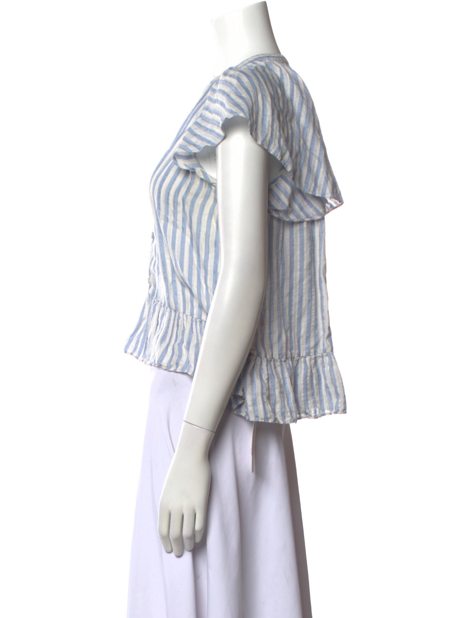 Veronica Beard Striped V-Neck Crop Top