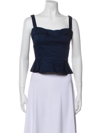 Veronica Beard Square Neckline Sleeveless Crop Top