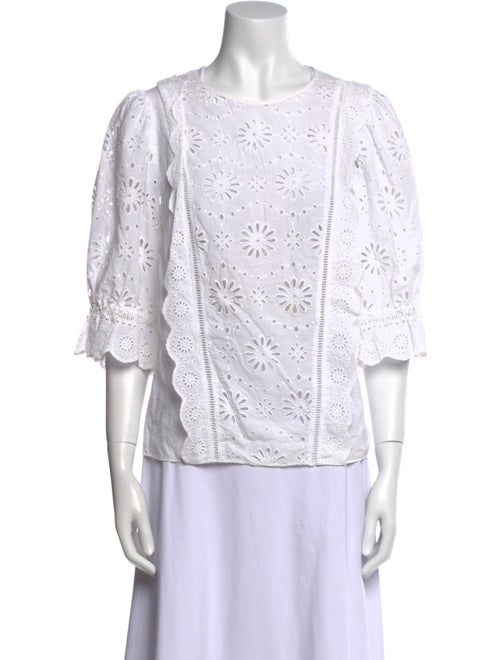 Veronica Beard Crew Neck Three-Quarter Sleeve Blouse