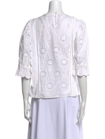 Veronica Beard Crew Neck Three-Quarter Sleeve Blouse