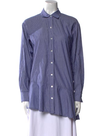 Veronica Beard Striped Long Sleeve Button-Up Top
