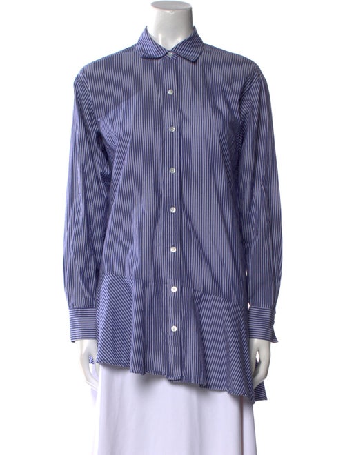 Veronica Beard Striped Long Sleeve Button-Up Top