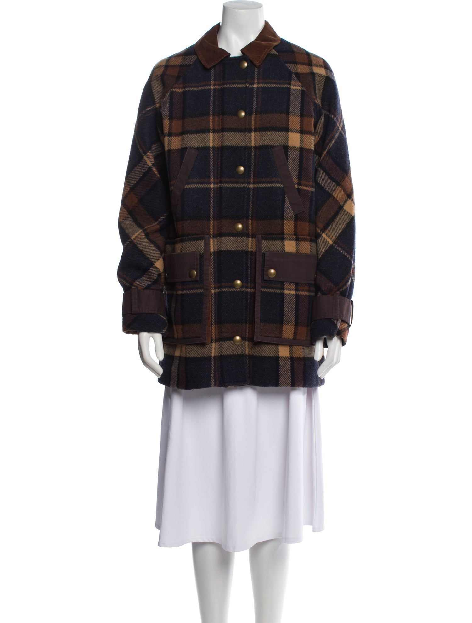 Veronica Beard Plaid Print Coat