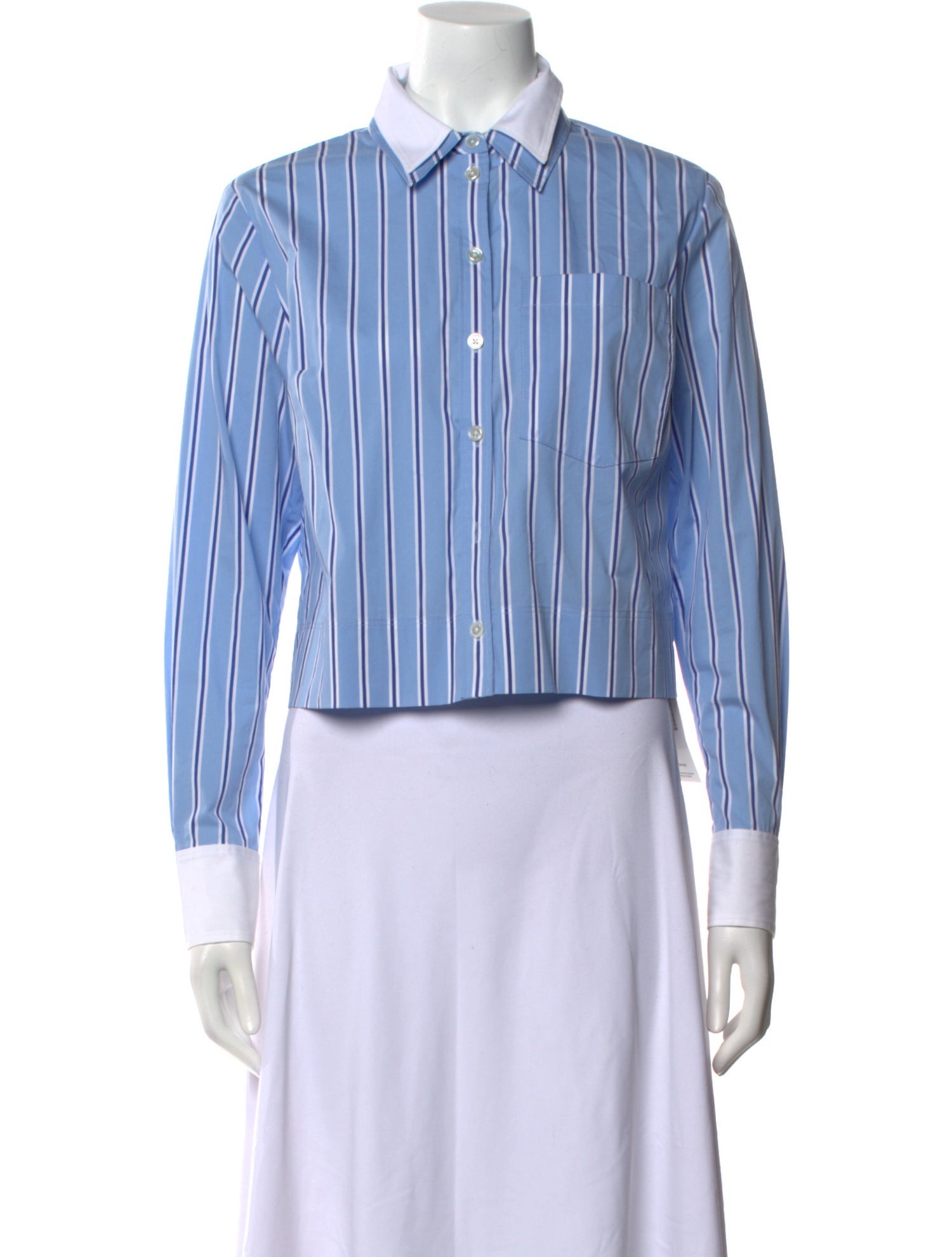 Veronica Beard Striped Long Sleeve Button-Up Top