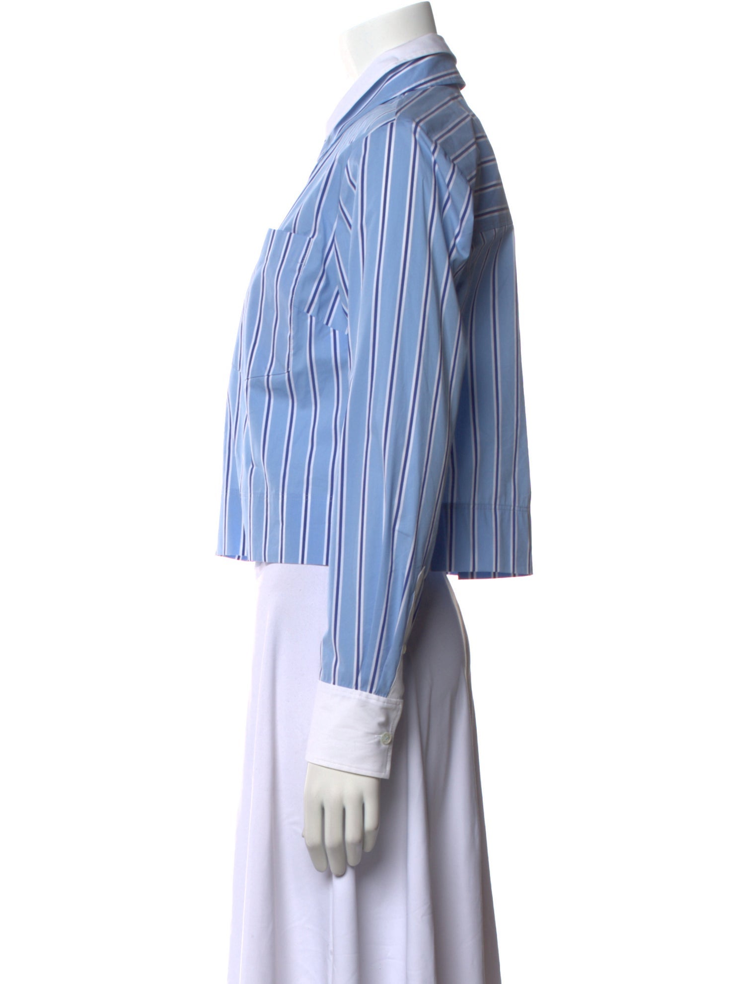 Veronica Beard Striped Long Sleeve Button-Up Top