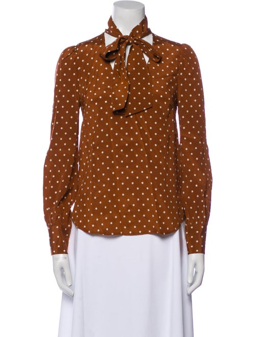 Veronica Beard Silk Polka Dot Print Button-Up Top