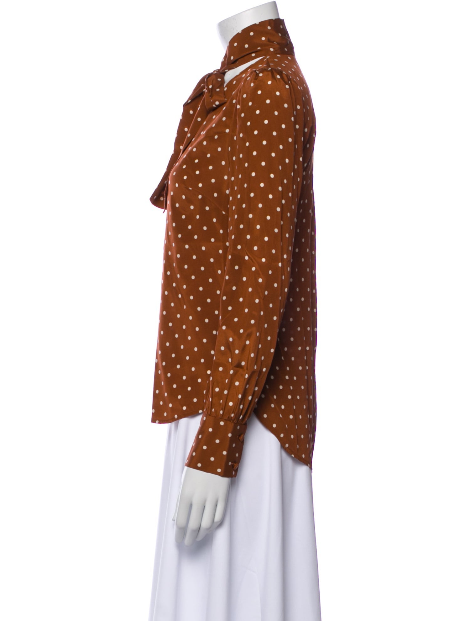 Veronica Beard Silk Polka Dot Print Button-Up Top