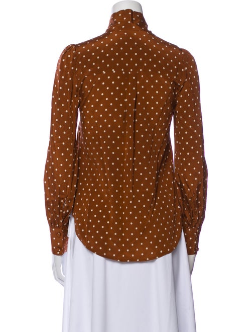 Veronica Beard Silk Polka Dot Print Button-Up Top