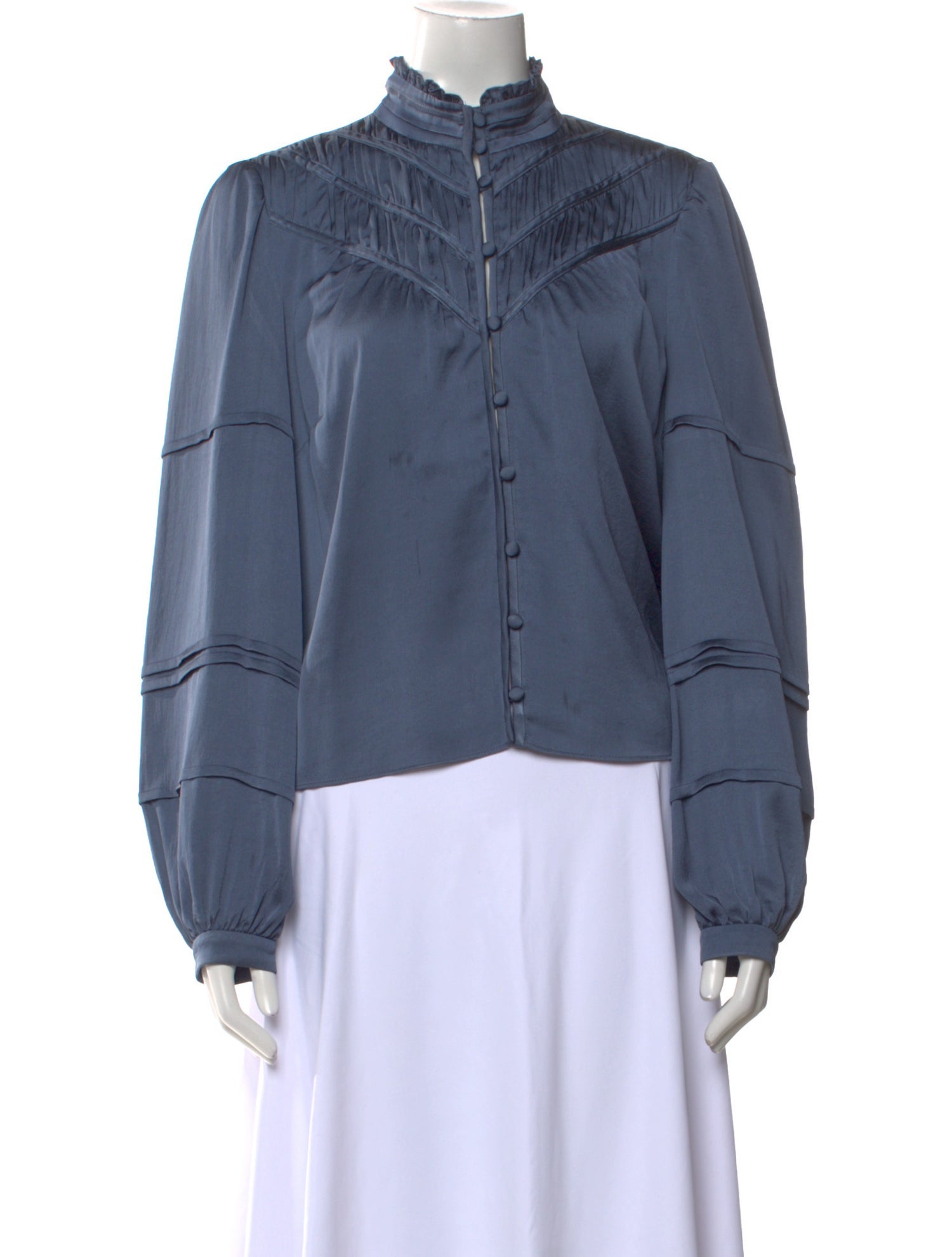 Veronica Beard Mock Neck Long Sleeve Blouse