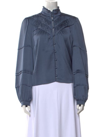 Veronica Beard Mock Neck Long Sleeve Blouse