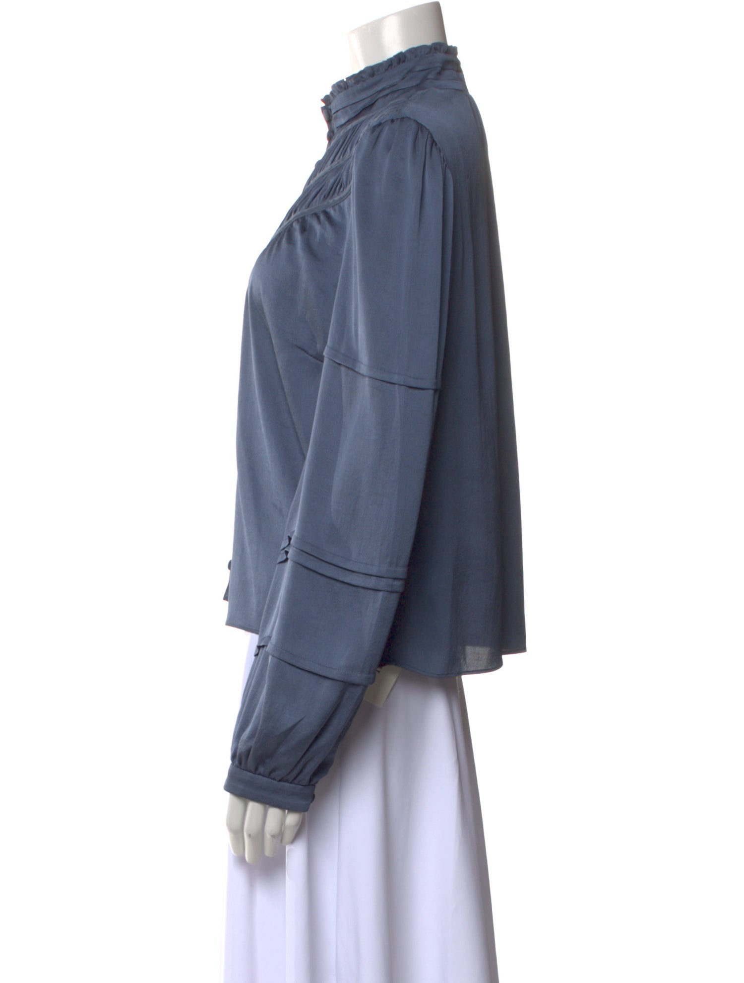 Veronica Beard Mock Neck Long Sleeve Blouse