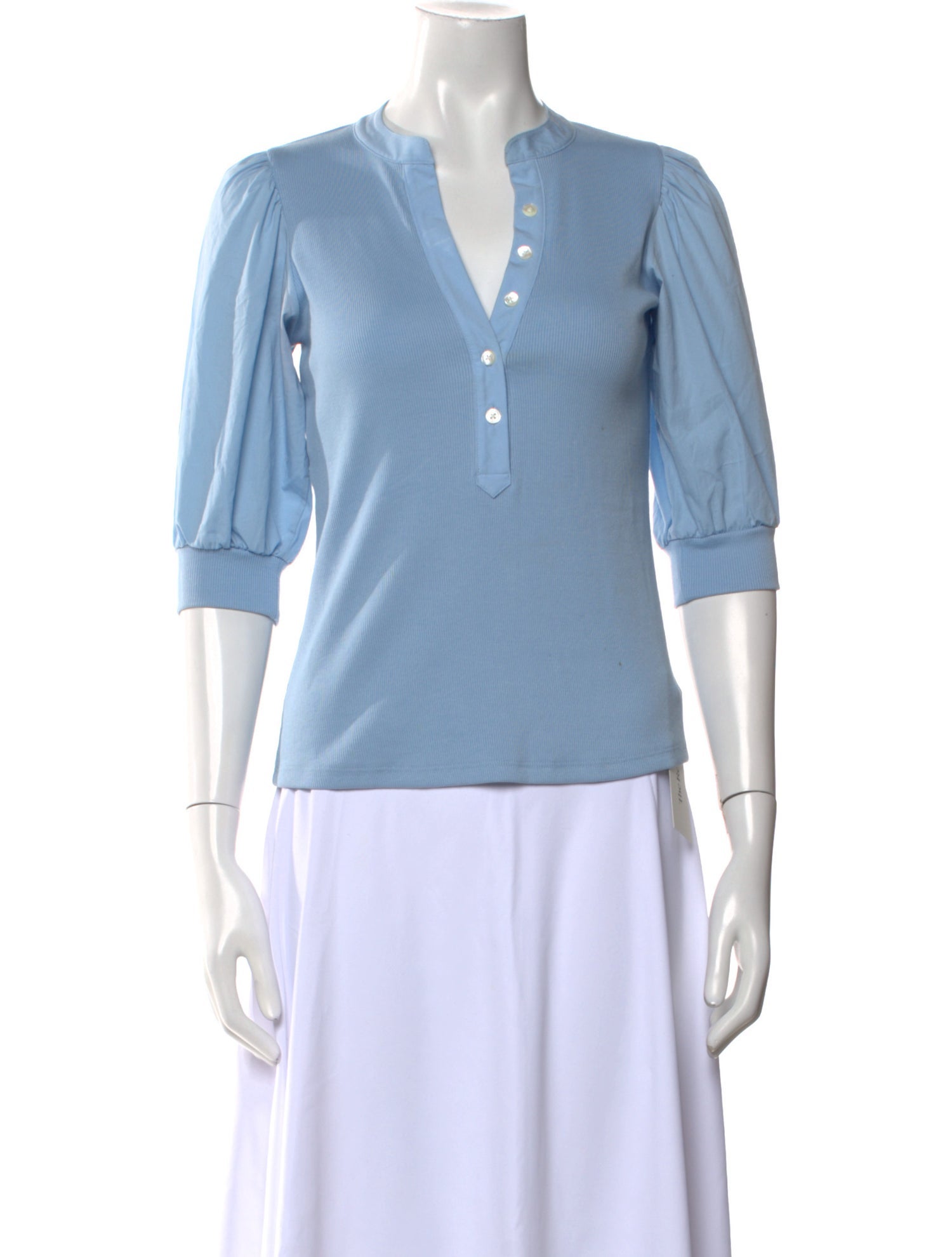 Veronica Beard V-Neck Three-Quarter Sleeve Polo