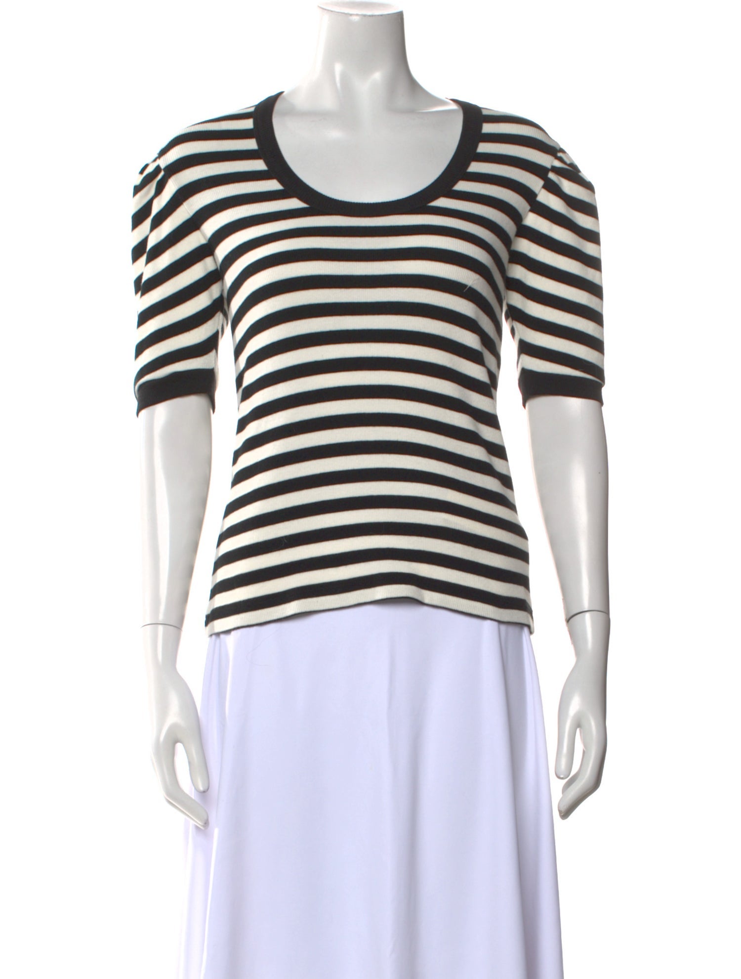 Veronica Beard Striped Scoop Neck T-Shirt