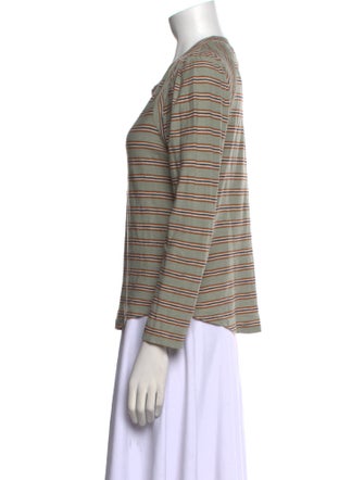 Veronica Beard Striped Crew Neck Top