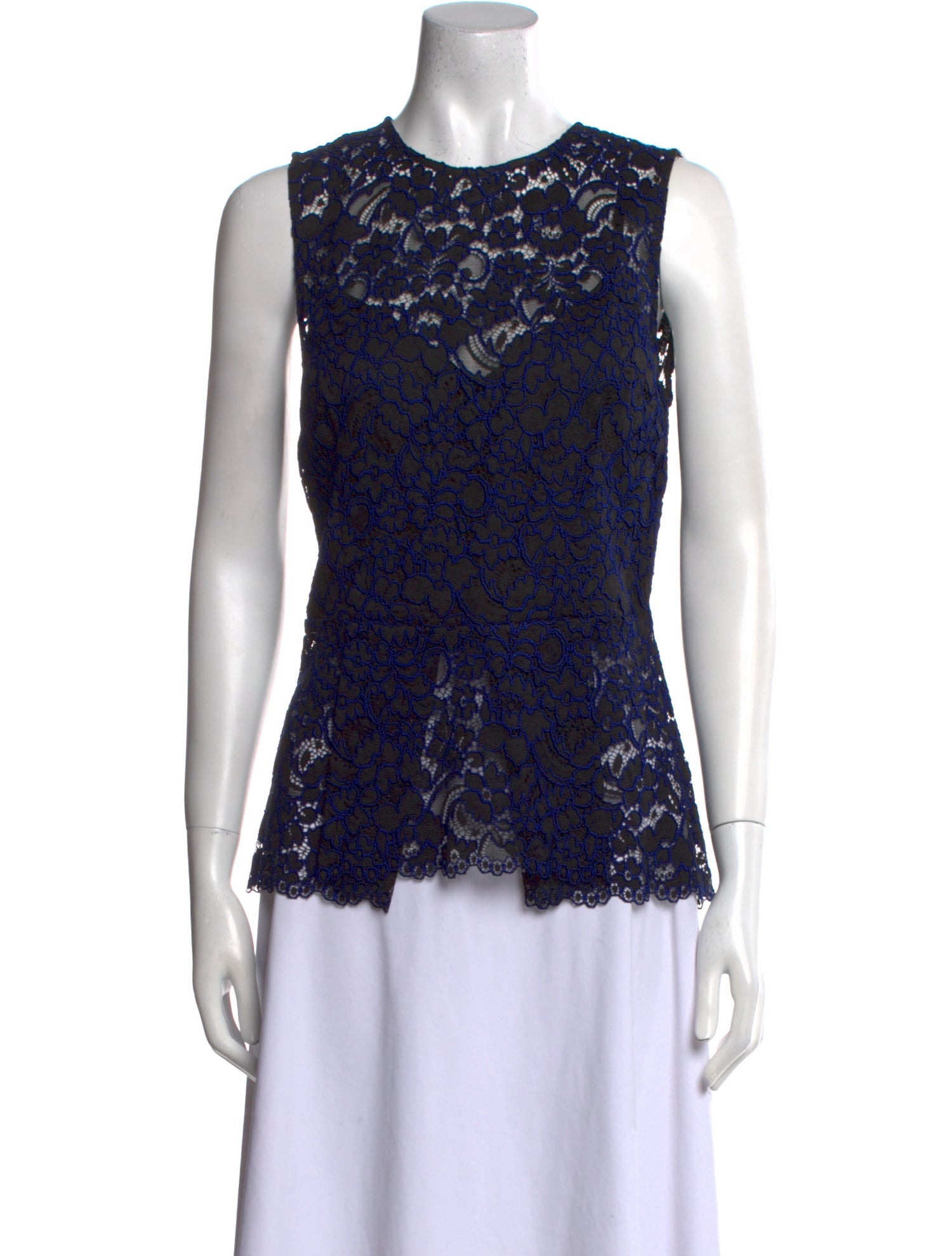 Veronica Beard Lace Pattern Crew Neck Blouse