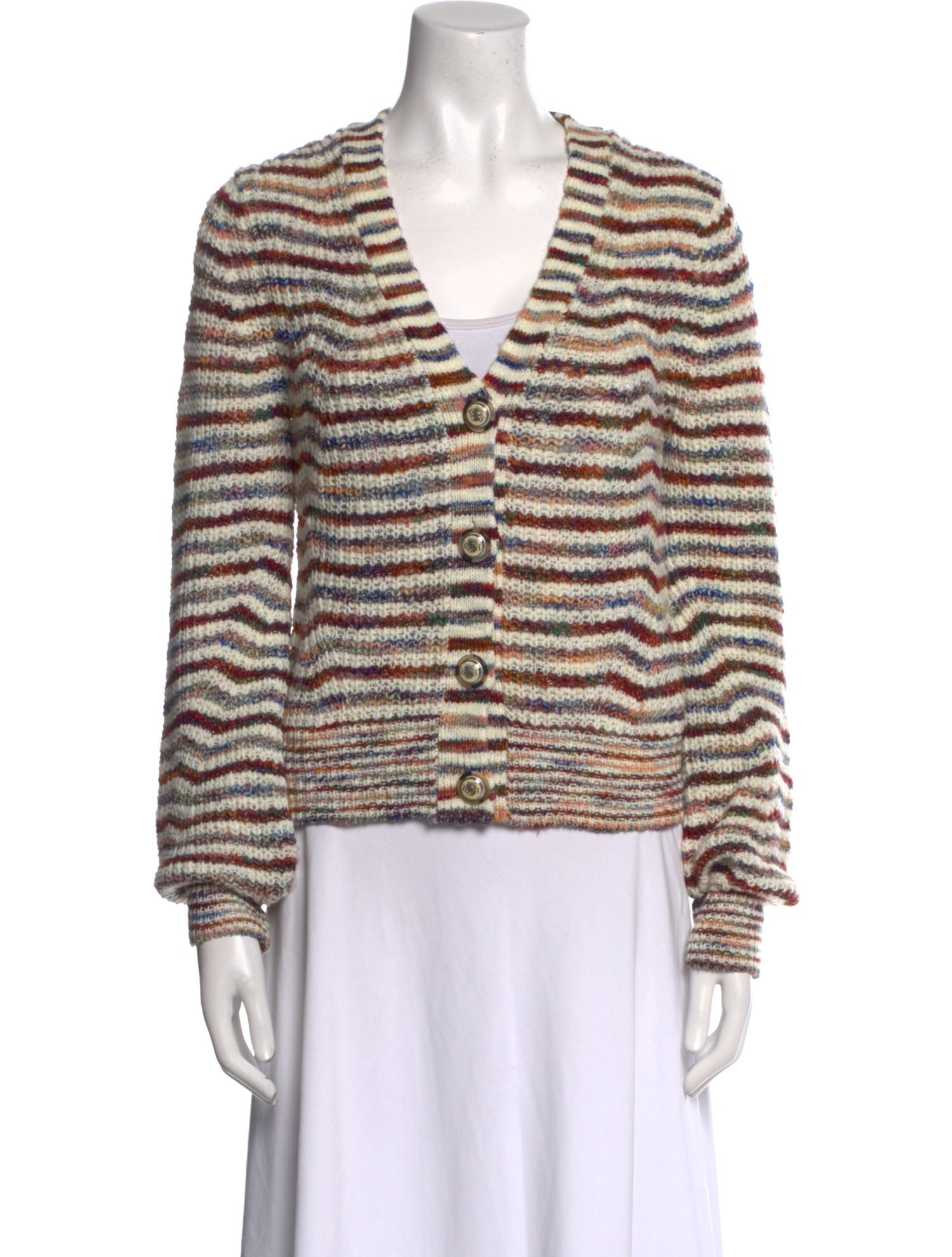 Veronica Beard Striped V-Neck Sweater