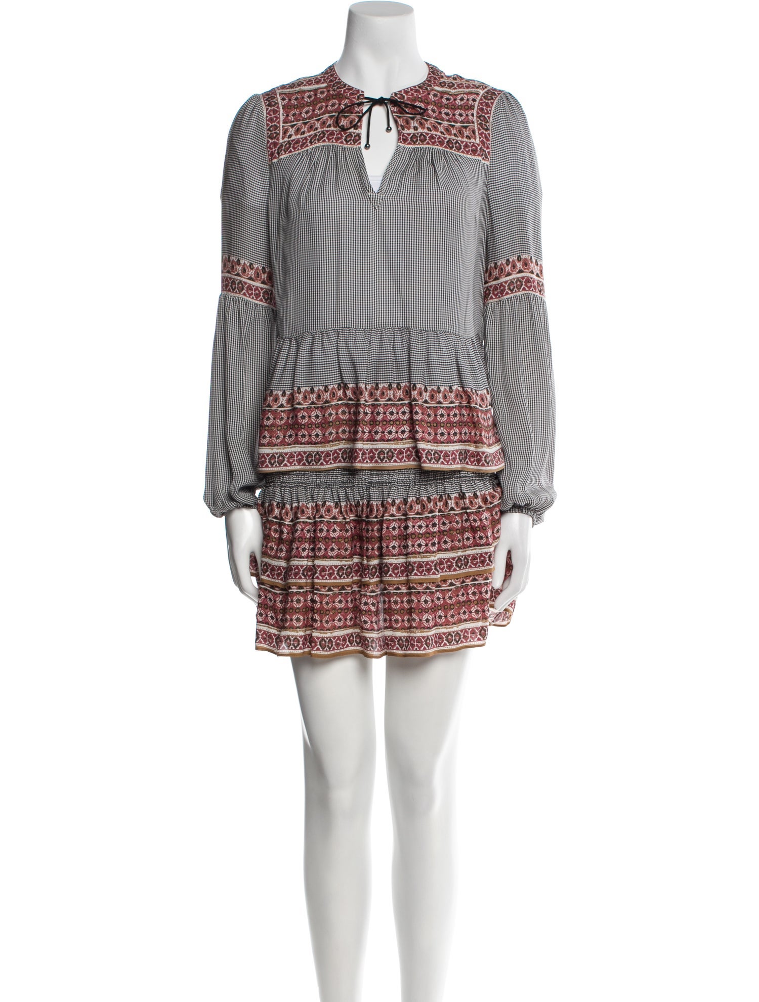 Veronica Beard Silk Plaid Print Skirt Set