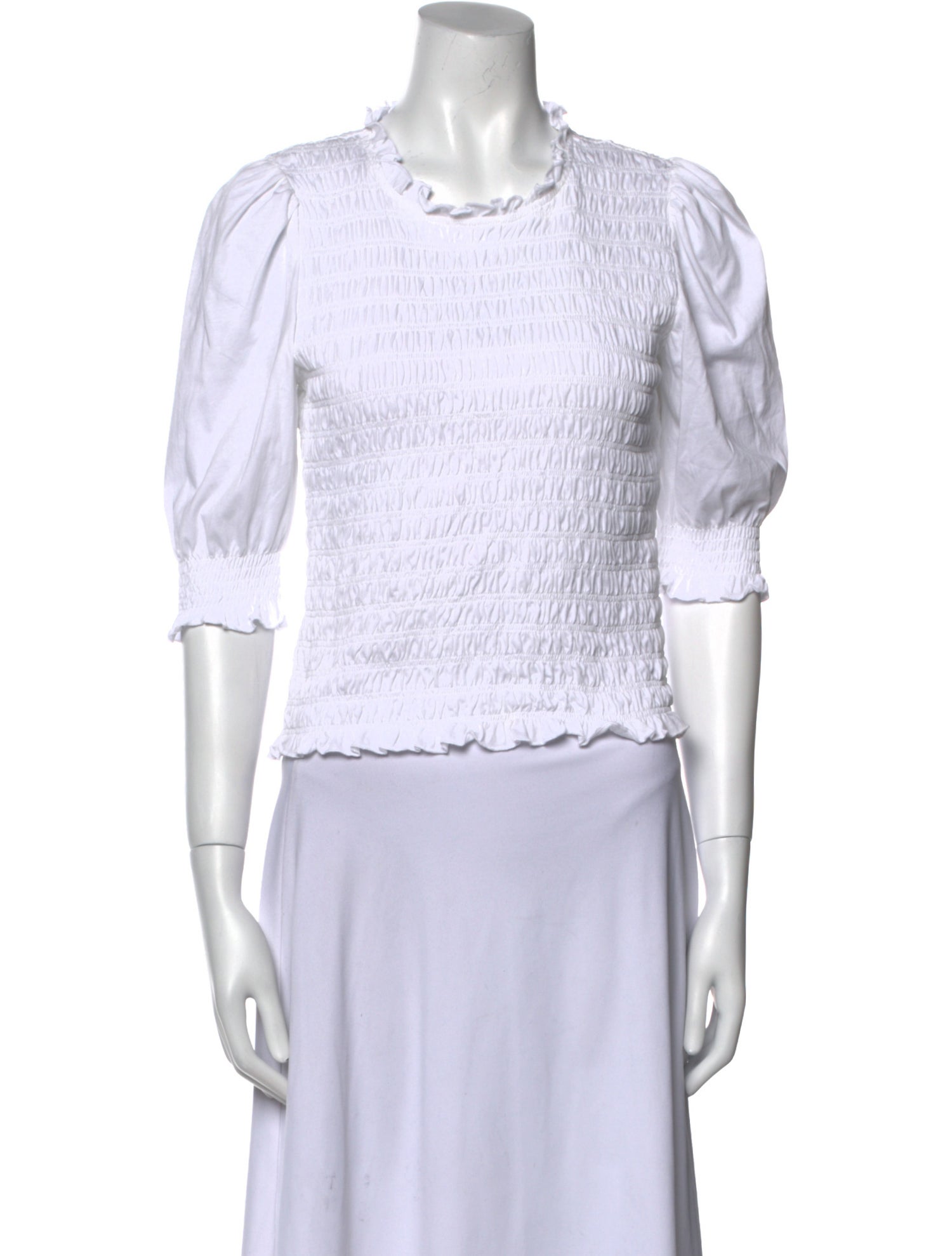 Veronica Beard Crew Neck Three-Quarter Sleeve Crop Top