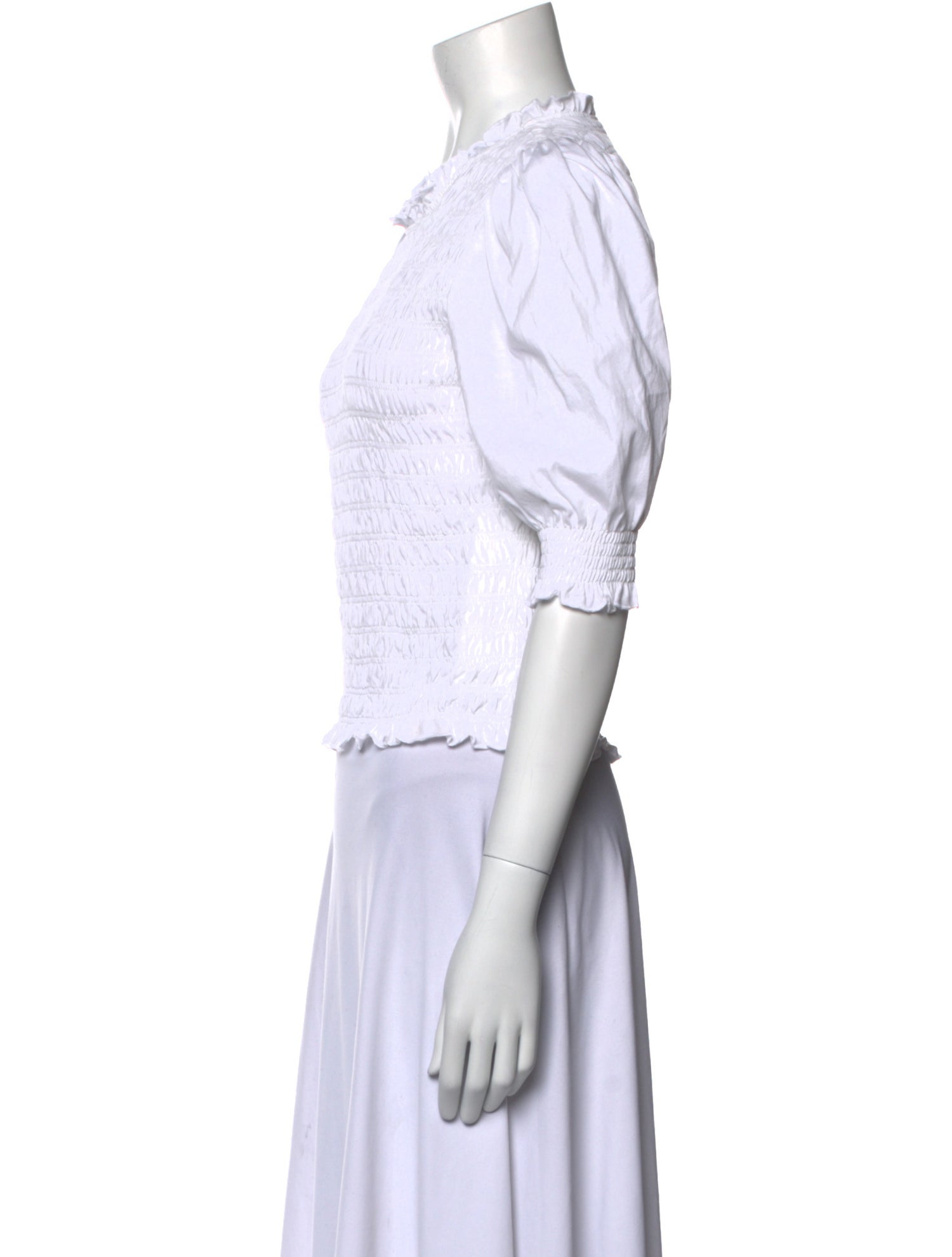 Veronica Beard Crew Neck Three-Quarter Sleeve Crop Top