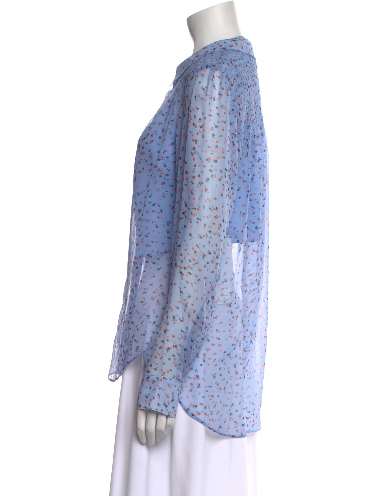 Veronica Beard Silk Floral Print Button-Up Top