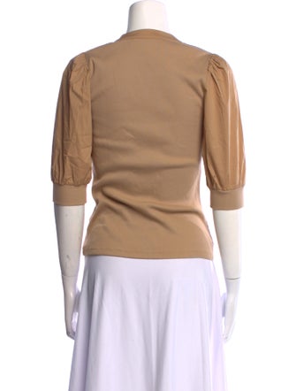 Veronica Beard V-Neck Three-Quarter Sleeve Polo