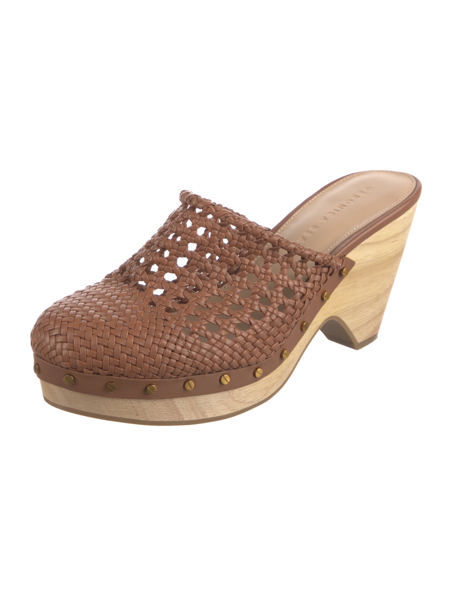 Veronica Beard Leather Colorblock Pattern Mules