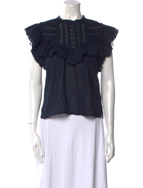 Veronica Beard Crew Neck Short Sleeve Blouse