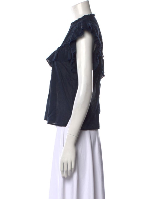 Veronica Beard Crew Neck Short Sleeve Blouse