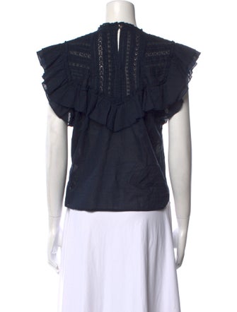 Veronica Beard Crew Neck Short Sleeve Blouse