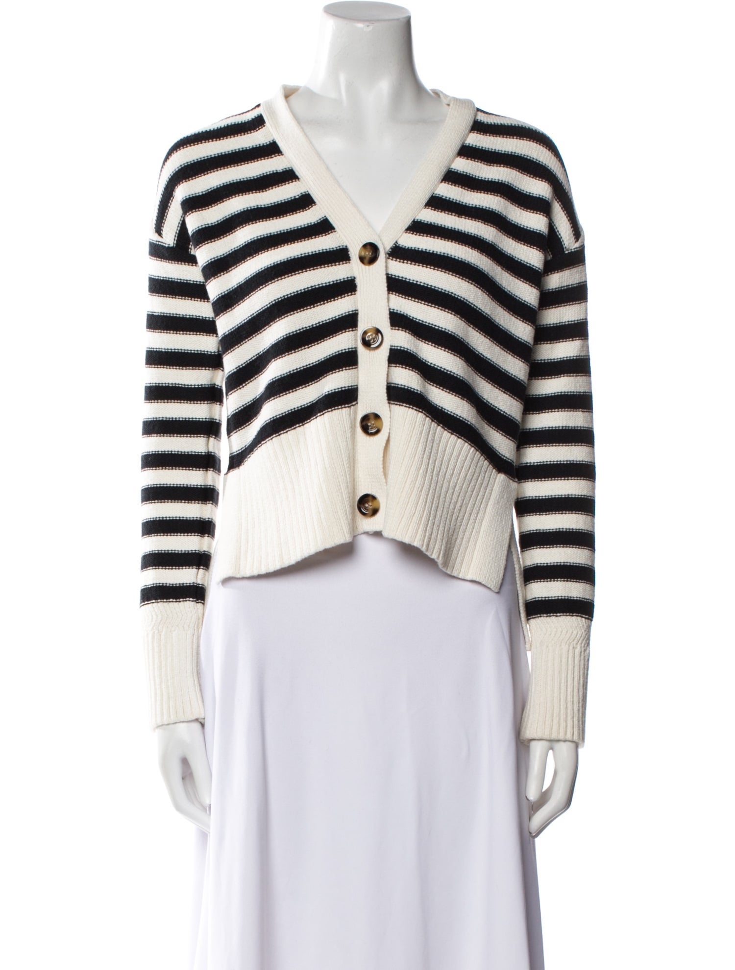 Veronica Beard Striped V-Neck Sweater