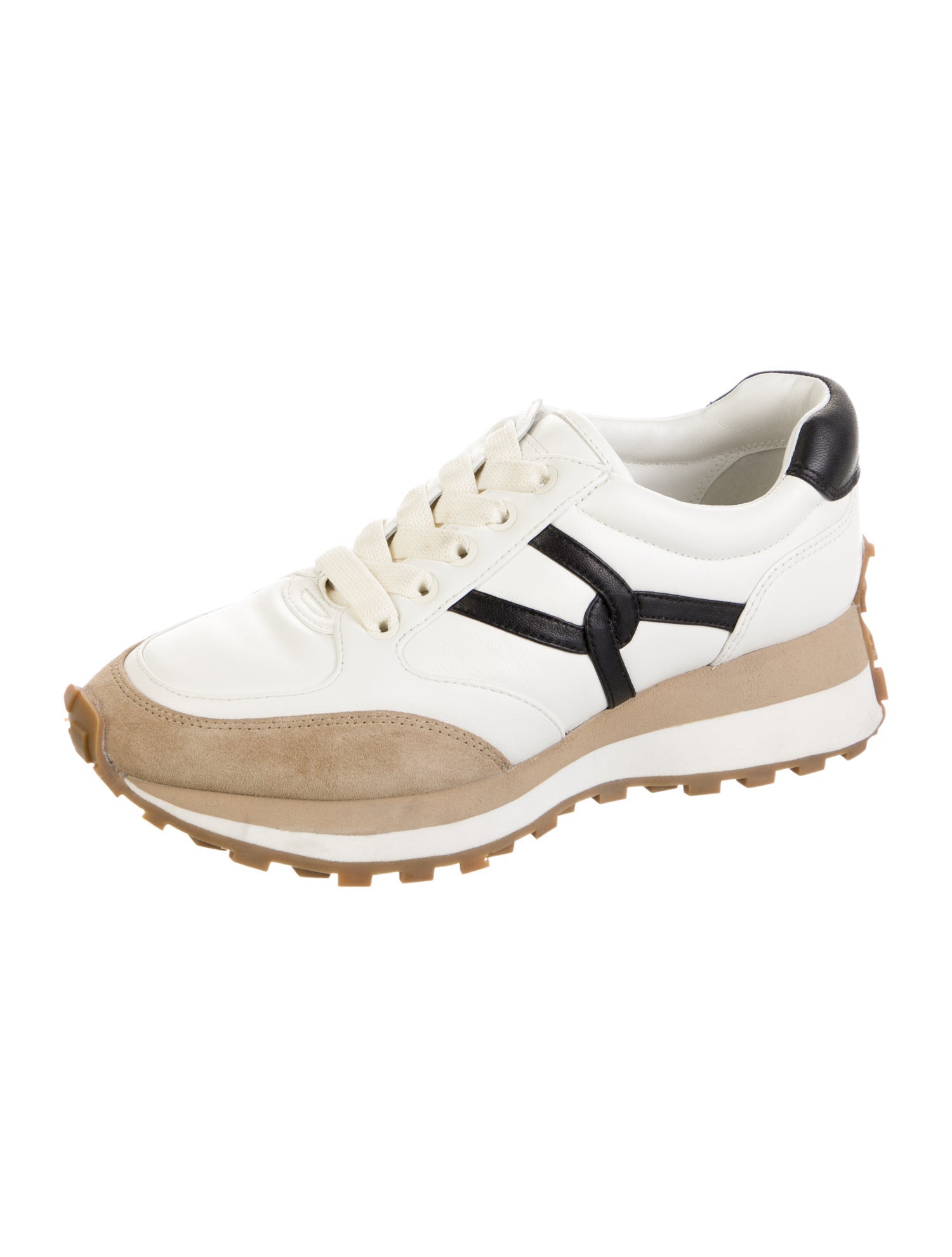 Veronica Beard Leather Colorblock Pattern Sneakers
