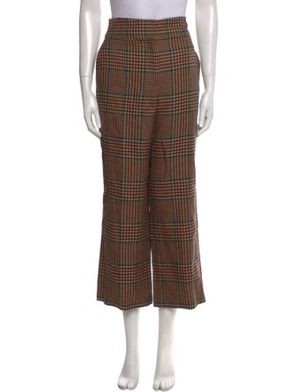 Veronica Beard Plaid Print Wide Leg Pants