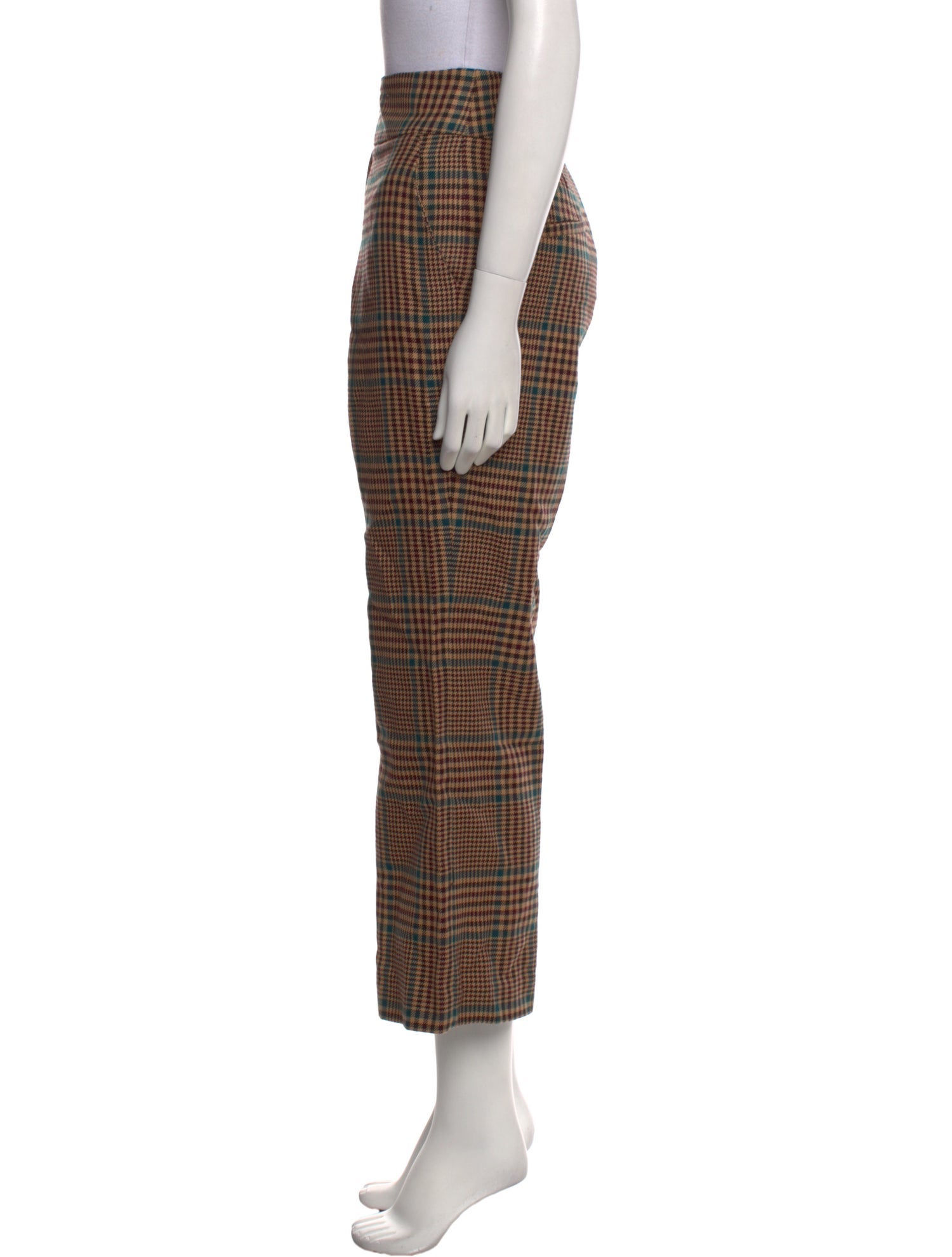 Veronica Beard Plaid Print Wide Leg Pants