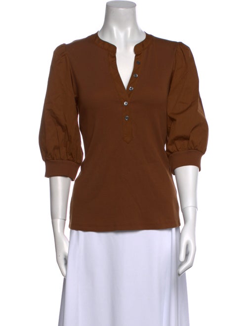 Veronica Beard V-Neck Three-Quarter Sleeve Polo