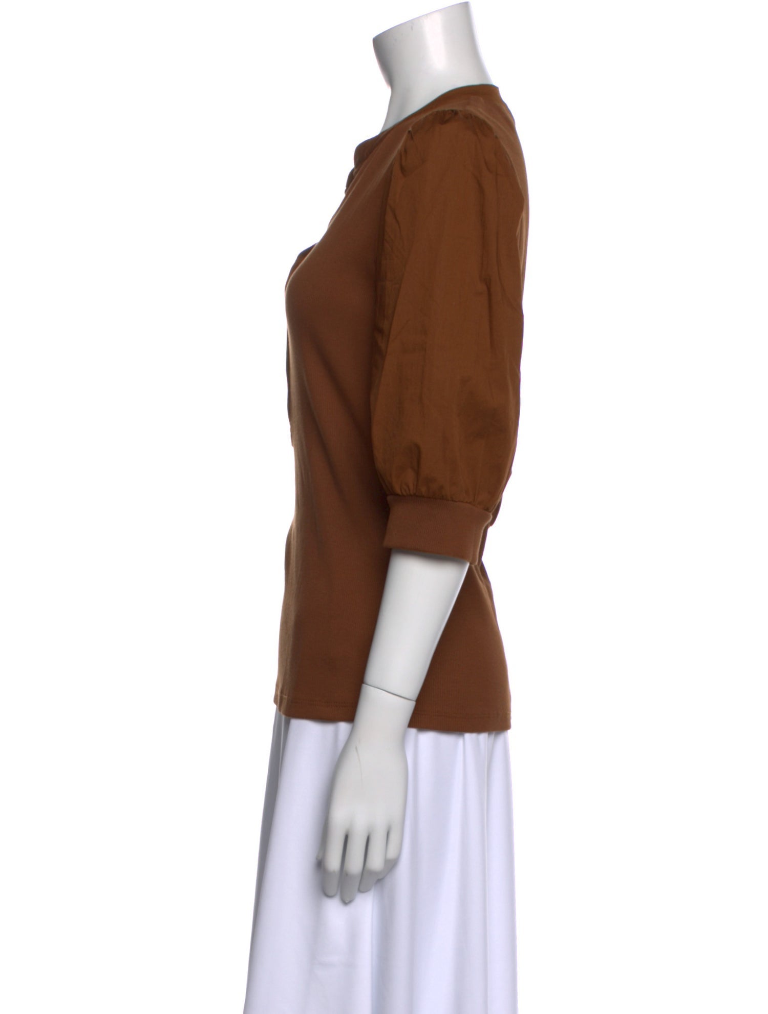 Veronica Beard V-Neck Three-Quarter Sleeve Polo