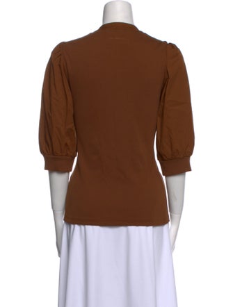 Veronica Beard V-Neck Three-Quarter Sleeve Polo