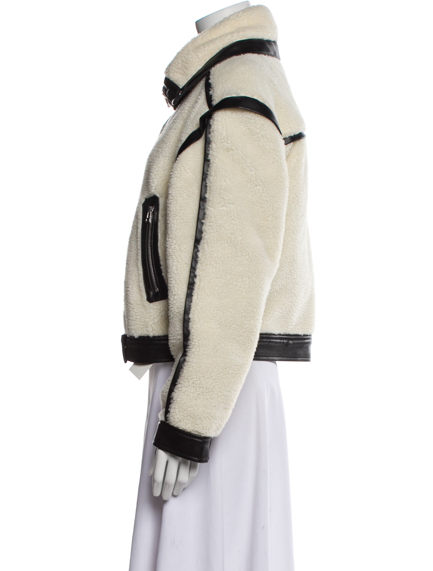 Veronica Beard Faux Fur Colorblock Pattern Faux Fur Jacket