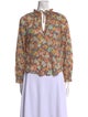 Veronica Beard Floral Print Tie Neck Blouse