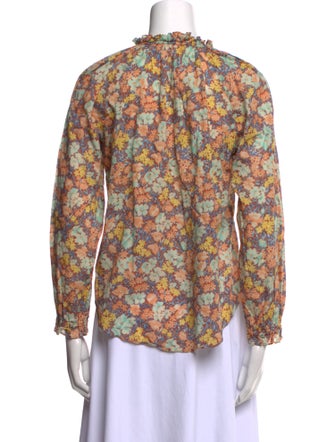 Veronica Beard Floral Print Tie Neck Blouse