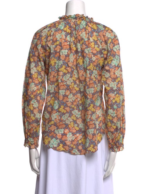 Veronica Beard Floral Print Tie Neck Blouse