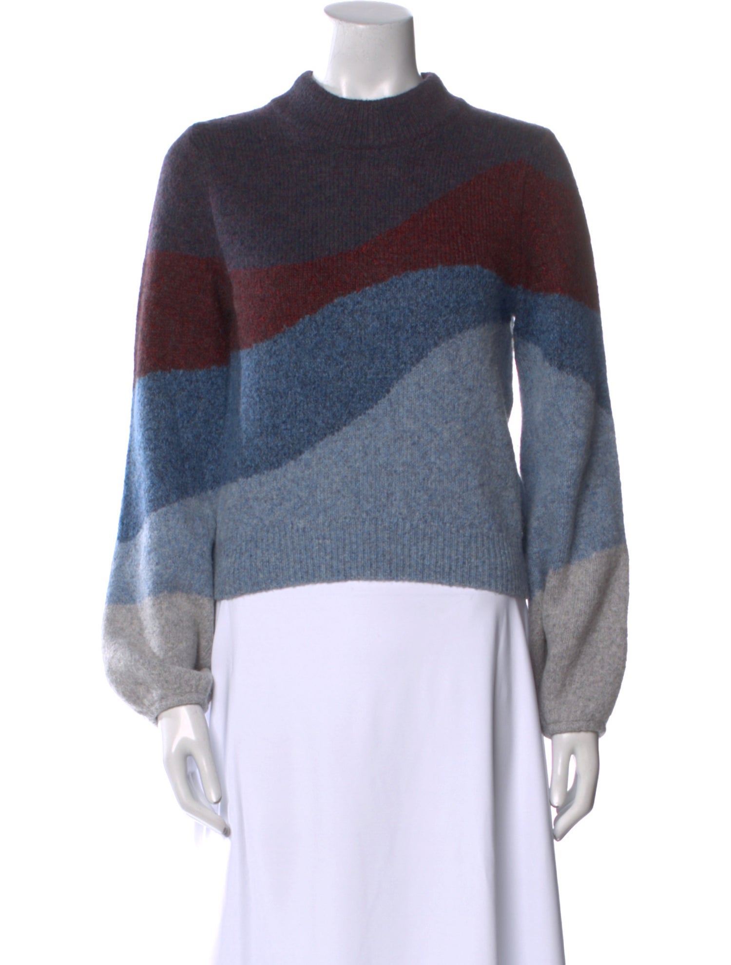 Veronica Beard Striped Mock Neck Sweater