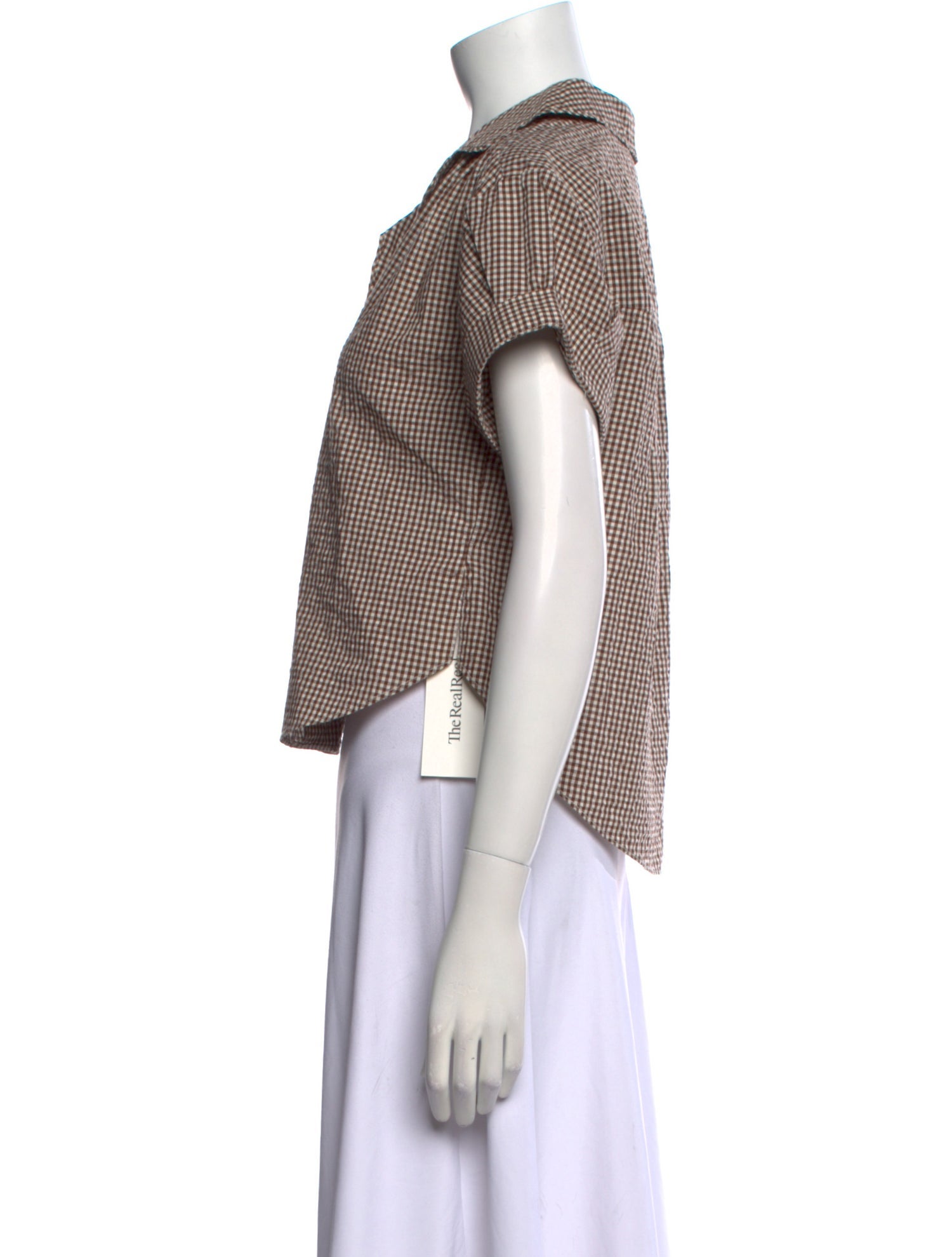 Veronica Beard Plaid Print Short Sleeve Crop Top