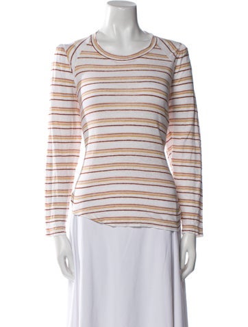 Veronica Beard Tops Linen Striped T-Shirt M