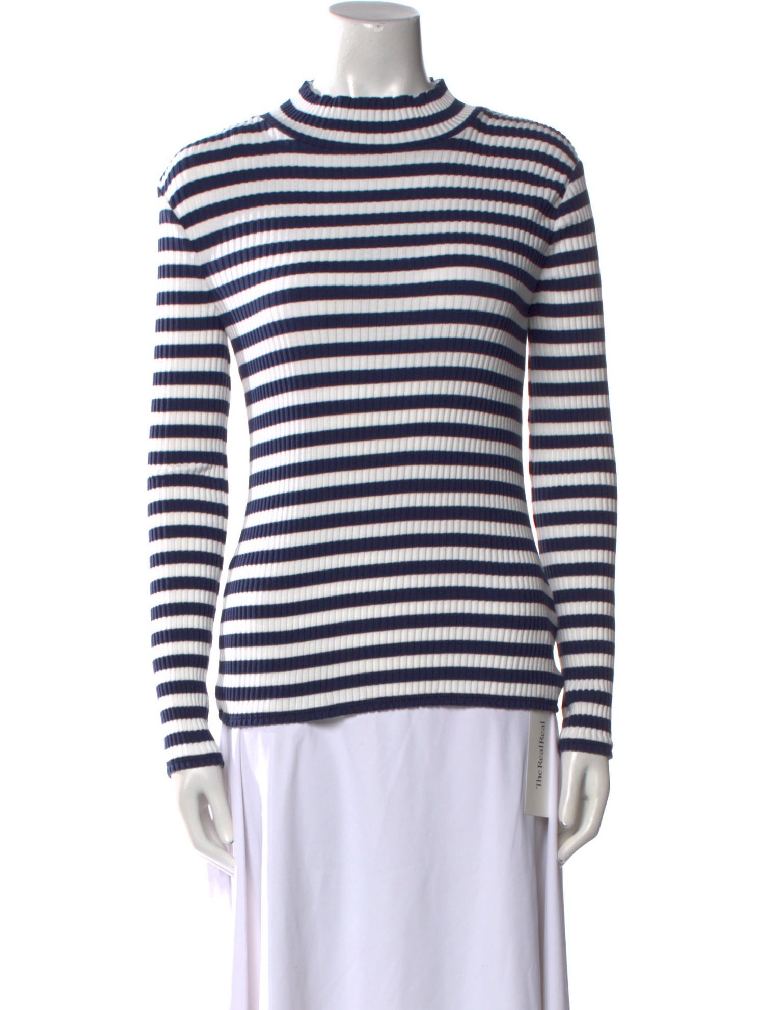Veronica Beard Striped Mock Neck Top