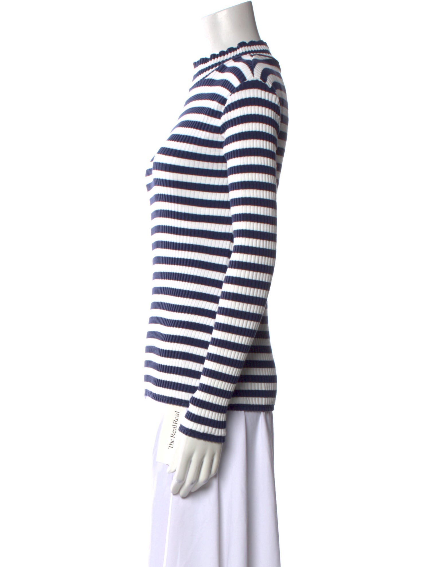 Veronica Beard Striped Mock Neck Top