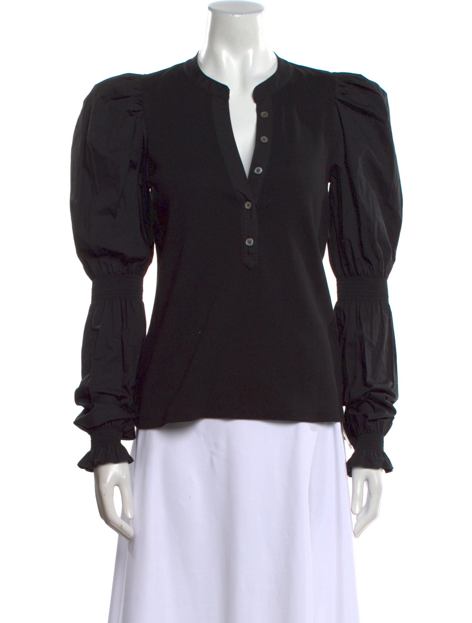 Veronica Beard V-Neck Long Sleeve Polo