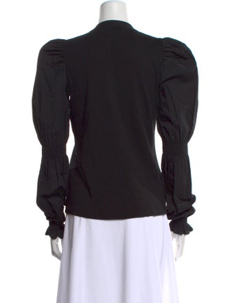 Veronica Beard V-Neck Long Sleeve Polo