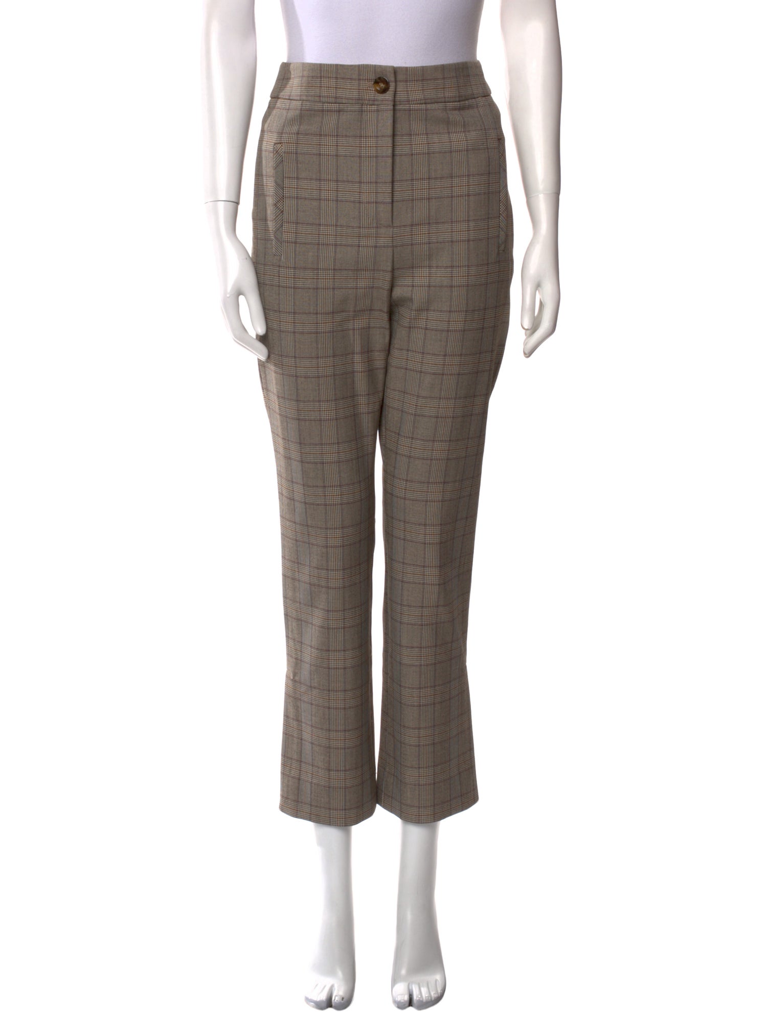 Veronica Beard Plaid Print Straight Leg Pants